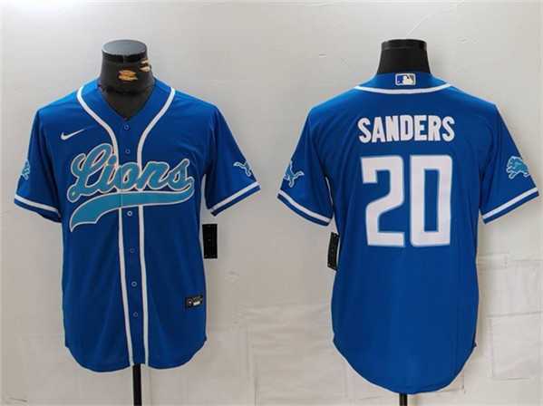Men%27s Detroit Lions #20 Barry Sanders Blue Cool Base Stitched Baseball Jerseys->detroit lions->NFL Jersey